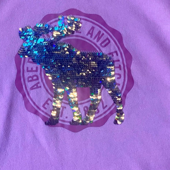 Abercrombie Kids Pink Crop Fleece Hoodie 15 16 small flip sequins - Picture 4 of 4